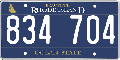 RI license plate 834704