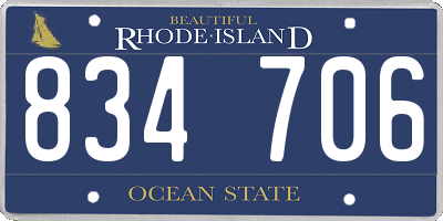 RI license plate 834706
