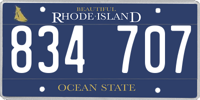 RI license plate 834707