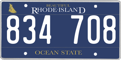 RI license plate 834708