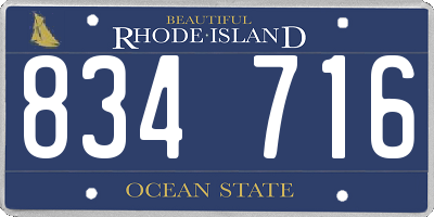RI license plate 834716