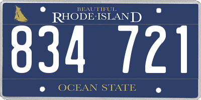 RI license plate 834721