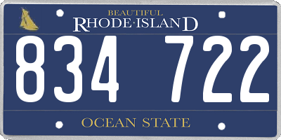 RI license plate 834722