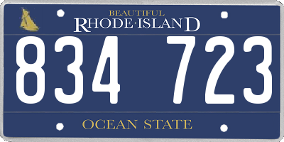 RI license plate 834723