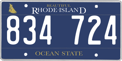 RI license plate 834724