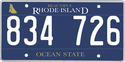 RI license plate 834726