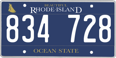 RI license plate 834728