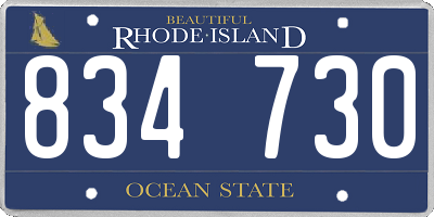 RI license plate 834730