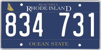 RI license plate 834731