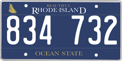 RI license plate 834732
