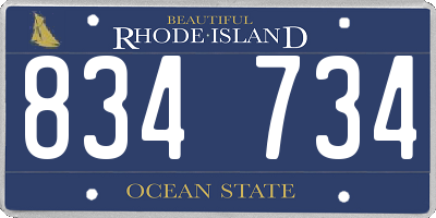RI license plate 834734