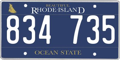RI license plate 834735