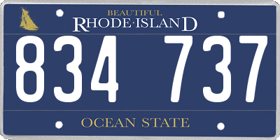 RI license plate 834737