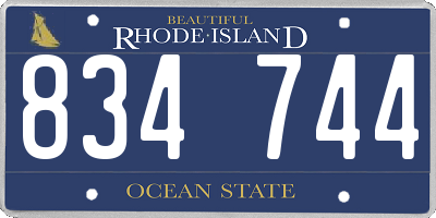 RI license plate 834744