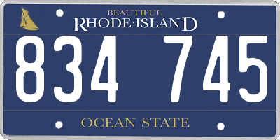 RI license plate 834745