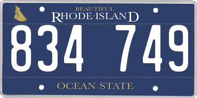 RI license plate 834749