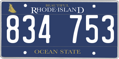 RI license plate 834753