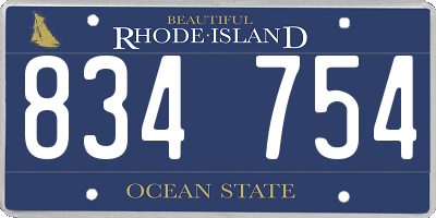 RI license plate 834754