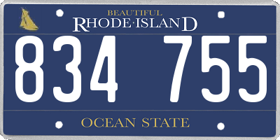 RI license plate 834755