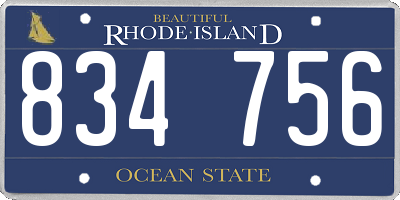 RI license plate 834756