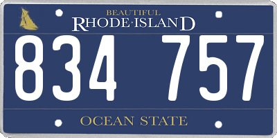 RI license plate 834757
