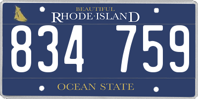 RI license plate 834759