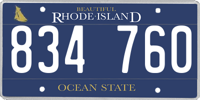RI license plate 834760