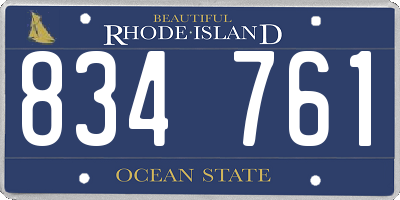 RI license plate 834761