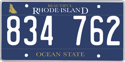 RI license plate 834762