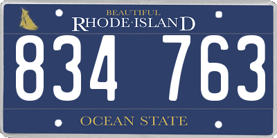 RI license plate 834763