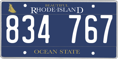 RI license plate 834767