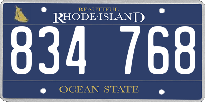 RI license plate 834768