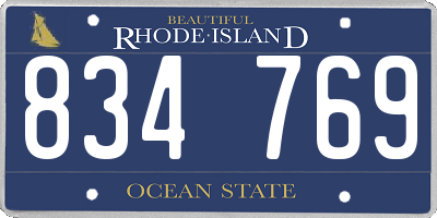 RI license plate 834769