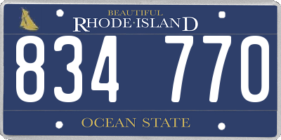 RI license plate 834770
