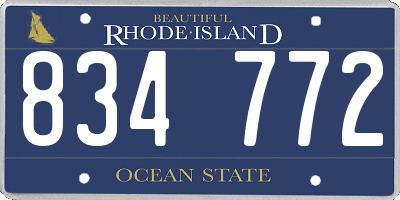 RI license plate 834772