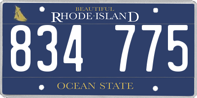 RI license plate 834775
