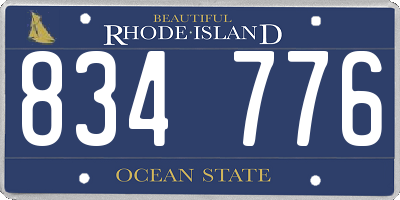 RI license plate 834776