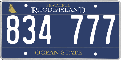RI license plate 834777