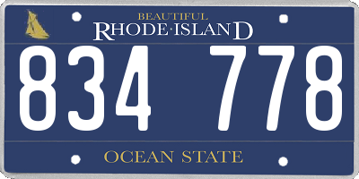 RI license plate 834778