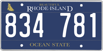 RI license plate 834781