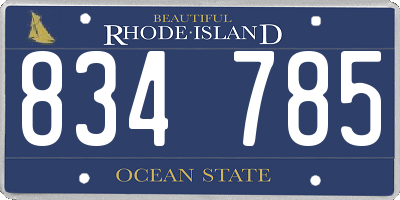 RI license plate 834785
