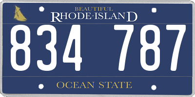 RI license plate 834787