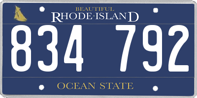 RI license plate 834792