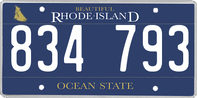 RI license plate 834793