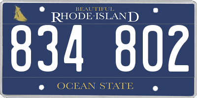 RI license plate 834802