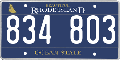 RI license plate 834803