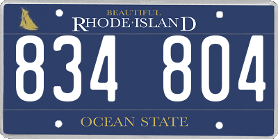 RI license plate 834804