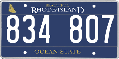 RI license plate 834807