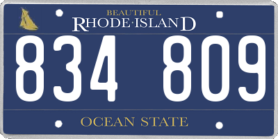 RI license plate 834809