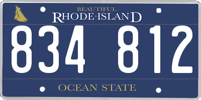 RI license plate 834812
